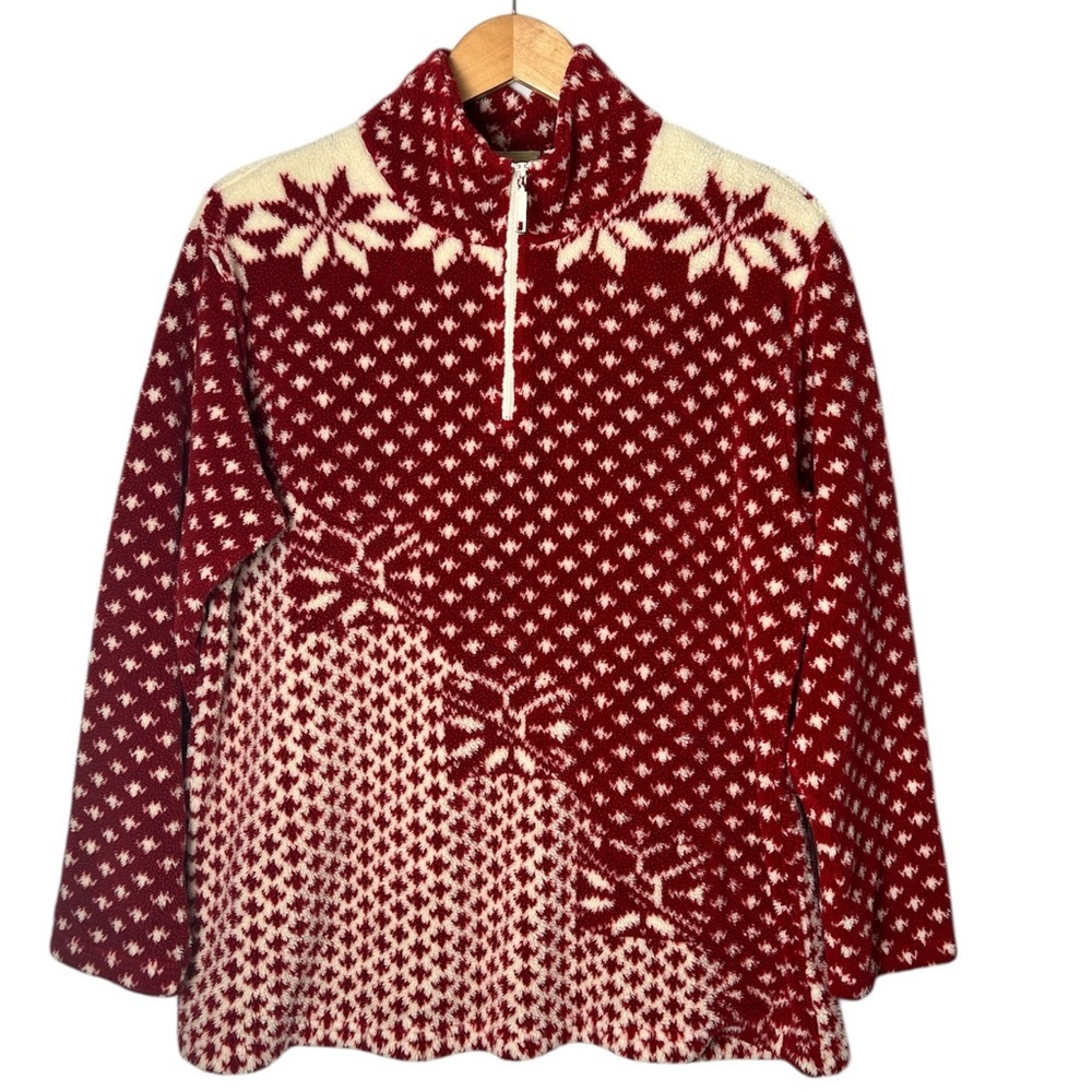 Liz Claiborne 90s Vintage Fair Isle Christmas Fleece Pullover Sweatshirt L/XL